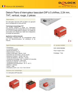 DeLOCK 66396 DIP flip switch piano 5-digit 2.54 mm pitch THT vertical red 2 pieces Fiche technique