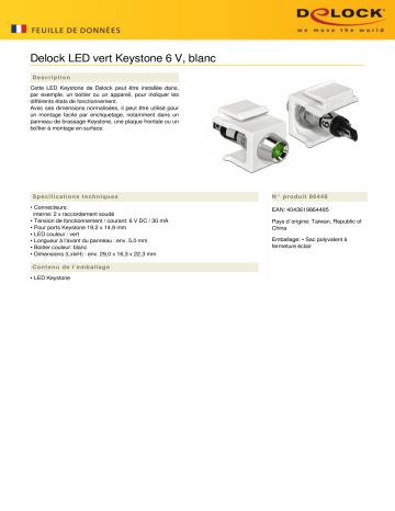 DeLOCK 86448 Keystone LED green 6 V, white Fiche technique | Fixfr