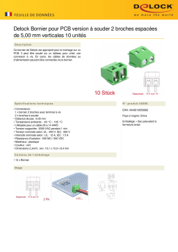 DeLOCK 65998 Terminal block for PCB soldering version 2 pin 5.00 mm pitch vertical 10 pieces Fiche technique