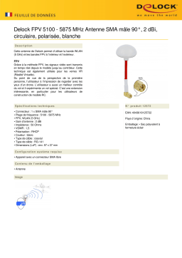 DeLOCK 12572 FPV 5100 - 5875 MHz Antenna SMA plug 90° 2 dBi circular polarized white Fiche technique