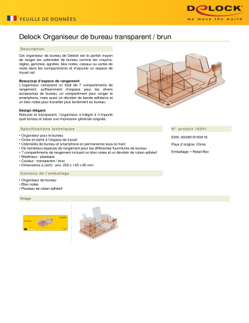 DeLOCK 18341 Desk Organizer transparent / brown Fiche technique | Fixfr