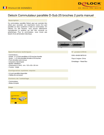 DeLOCK 87618 Parallel Switch D-Sub 25 pin 2 port manual Fiche technique | Fixfr