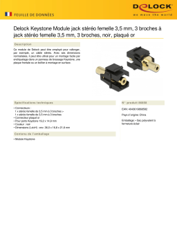 DeLOCK 86858 Keystone Module stereo jack female 3.5 mm 3 pin to stereo jack female 3.5 mm 3 pin gold plated black  Fiche technique