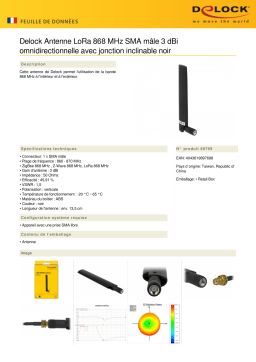 DeLOCK 89769 LoRa 868 MHz Antenna SMA plug 3 dBi omnidirectional Fiche technique