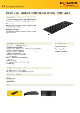 DeLOCK 12671 USB Keyboard 2.4 GHz wireless black (Water-Drop ) Fiche technique