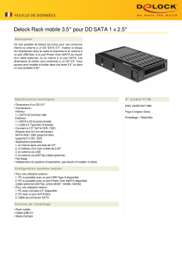 DeLOCK 47198 3.5″ Mobile Rack for 1 x 2.5″ SATA HDD Fiche technique