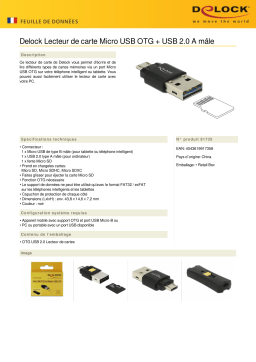 DeLOCK 91735 Micro USB OTG Card Reader + USB 2.0 A male Fiche technique