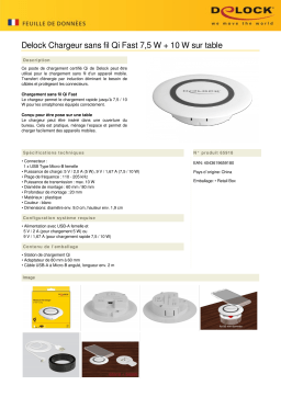 DeLOCK 65918 Wireless Qi Fast Charger 7.5 W + 10 W for table mounting  Fiche technique