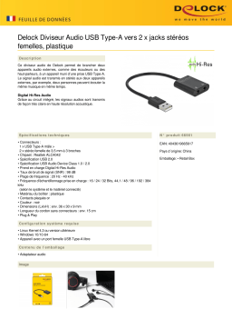 DeLOCK 66561 Audio Splitter USB Type-A to 2 x stereo jack female plastic Fiche technique