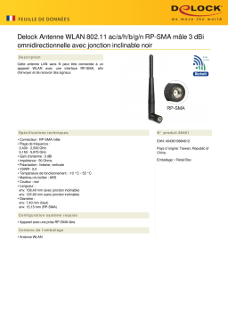 DeLOCK 88461 WLAN 802.11 ac/a/h/b/g/n Antenna RP-SMA plug 3 dBi omnidirectional Fiche technique