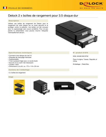 DeLOCK 61970 2 x Storage Boxes for 3.5 HDDs stackable Fiche technique | Fixfr