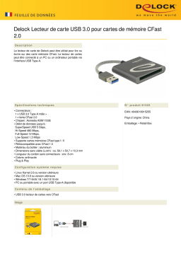 DeLOCK 91525 USB 3.0 Card Reader for CFast 2.0 memory cards Fiche technique