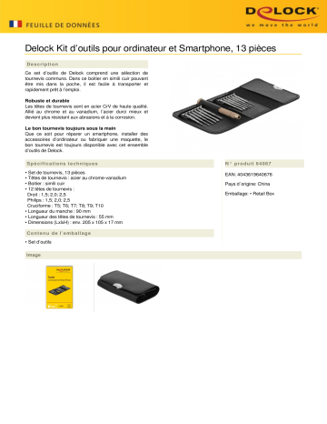 DeLOCK 64067 Toolkit for Computer and Smart Phones 13 parts Fiche technique | Fixfr