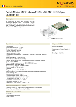 DeLOCK 95254 Module M.2 Key A+E male > WLAN 11ac/a/b/g/n + Bluetooth 4.0 Fiche technique