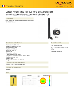 DeLOCK 89770 NB-IoT 900 MHz Antenna SMA plug 3 dBi omnidirectional Fiche technique