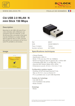 DeLOCK 88537 USB 2.0 WLAN N mini Stick 150 Mbps Fiche technique