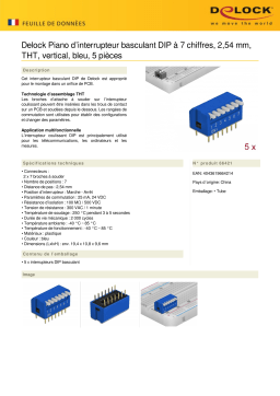 DeLOCK 66421 DIP flip switch piano 7-digit 2.54 mm pitch THT vertical blue 5 pieces Fiche technique