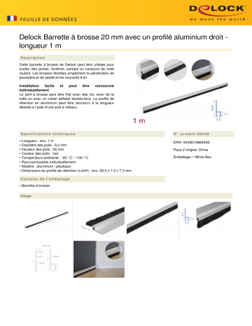 DeLOCK 66649 Brush strip 20 mm Fiche technique | Fixfr