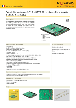 DeLOCK 62946 3.5″ Converter 2 x SATA 22 pin > Dualport 2 x M.2 / 2 x mSATA Fiche technique