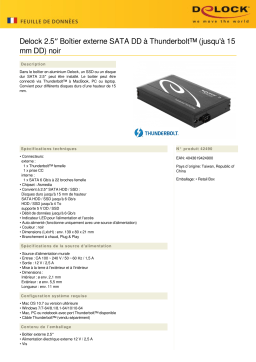 DeLOCK 42490 2.5″ External Enclosure SATA HDD > Thunderbolt™ (up to 15 mm HDD) black Fiche technique
