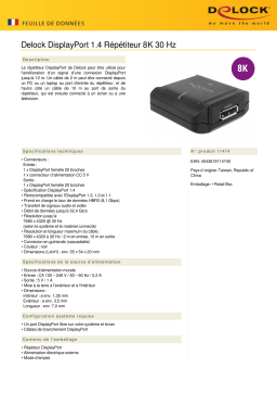 DeLOCK 11474 DisplayPort 1.4 Repeater 8K 30 Hz Fiche technique