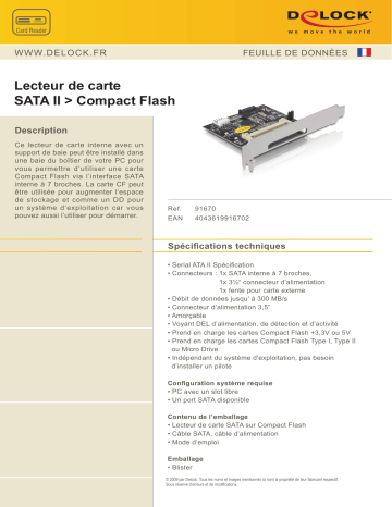 DeLOCK 91670 SATA II > Compact Flash CardReader Fiche technique | Fixfr