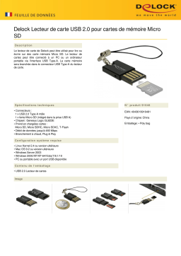 DeLOCK 91648 USB 2.0 Card Reader for Micro SD memory cards Fiche technique