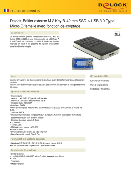 DeLOCK 42594 External Enclosure M.2 Key B 42 mm SSD > USB 3.0 Type Micro-B female Fiche technique