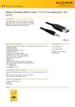 DeLOCK 83114 Converter USB 2.0 male > TTL 3.5 mm stereo jack 1.8 m (3.3 V) Fiche technique