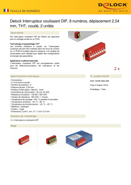 DeLOCK 66158 DIP sliding switch 8-digit 2.54 mm pitch THT angled red 2 pieces Fiche technique