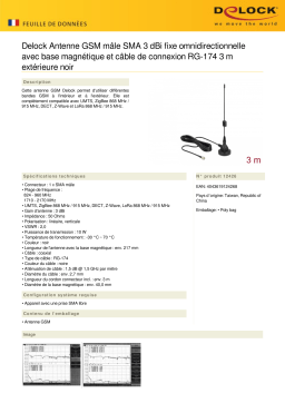 DeLOCK 12426 GSM Antenna SMA plug 3 dBi fixed omnidirectional Fiche technique