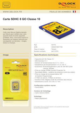 DeLOCK 55716 SDHC Card 8 GB Class 10 Fiche technique