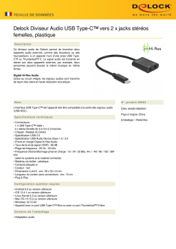 DeLOCK 66563 Audio Splitter USB Type-C™ to 2 x stereo jack female plastic Fiche technique