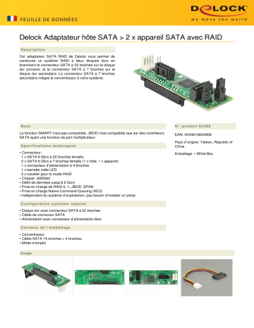 DeLOCK 62466 Converter SATA Host > 2 x SATA Device Fiche technique | Fixfr