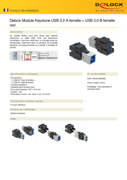 DeLOCK 86395 Keystone Module USB 3.0 A female > USB 3.0 B female black Fiche technique