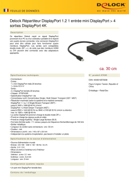 DeLOCK 87693 DisplayPort 1.2 Splitter 1 x mini DisplayPort in > 4 x DisplayPort out 4K Fiche technique