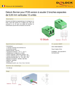 DeLOCK 66007 Terminal block for PCB soldering version 2 pin 5.00 mm pitch vertical 10 pieces Fiche technique