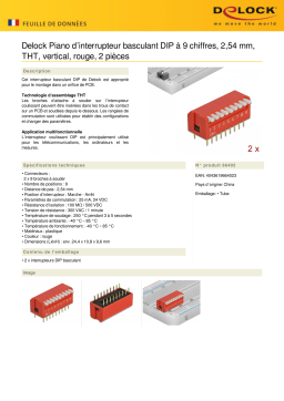 DeLOCK 66402 DIP flip switch piano 9-digit 2.54 mm pitch THT vertical red 2 pieces Fiche technique