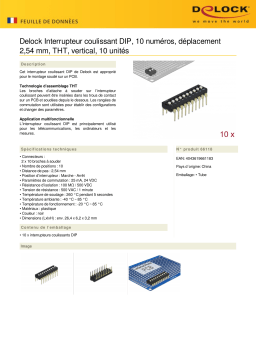 DeLOCK 66118 DIP sliding switch 10-digit 2.54 mm pitch THT vertical black 10 pieces Fiche technique