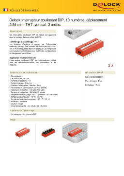 DeLOCK 66037 DIP sliding switch 10-digit 2.54 mm pitch THT vertical red 2 pieces Fiche technique