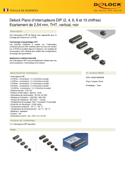 DeLOCK 66525 DIP flip switch piano set (2, 4, 6, 8 and 10-digit) 2.54 mm pitch THT vertical black Fiche technique