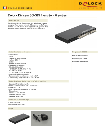 DeLOCK 93253 3G-SDI Splitter 1 in > 8 out Fiche technique | Fixfr