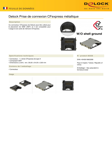 DeLOCK 66328 Connector CFexpress Slot Type A metal Fiche technique | Fixfr