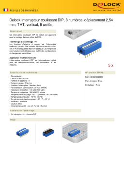 DeLOCK 66099 DIP sliding switch 8-digit 2.54 mm pitch THT vertical blue 5 pieces Fiche technique