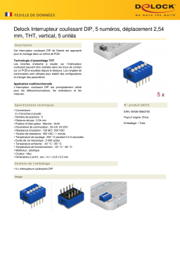 DeLOCK 66375 DIP sliding switch 5-digit 2.54 mm pitch THT vertical blue 5 pieces Fiche technique