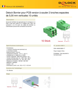 DeLOCK 66011 Terminal block for PCB soldering version 2 pin 5.00 mm pitch vertical 10 pieces Fiche technique