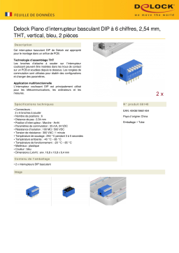 DeLOCK 66140 DIP flip switch piano 6-digit 2.54 mm pitch THT vertical blue 2 pieces Fiche technique