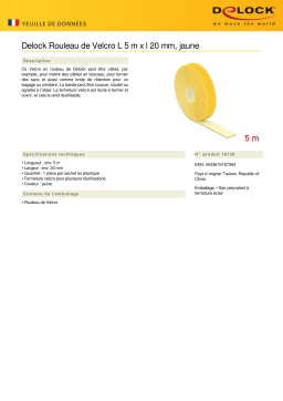 DeLOCK 18739 Velcro tape on roll L 5 m x W 20 mm yellow Fiche technique