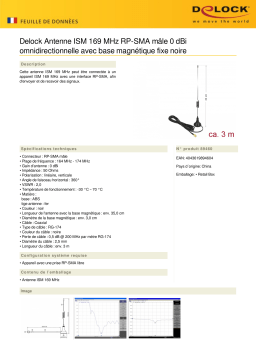 DeLOCK 89460 ISM 169 MHz Antenna RP-SMA male 0 dBi omnidirectional Fiche technique