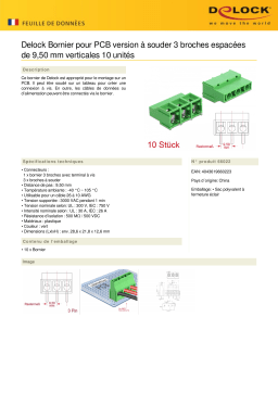 DeLOCK 66022 Terminal block for PCB soldering version 3 pin 9.50 mm pitch vertical 10 pieces Fiche technique